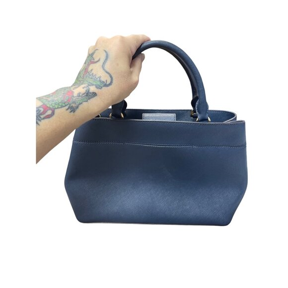 Michael Kors Womans Navy Blue Saffiano Leather Satchell Crossbody L SKU 9525 - Picture 10 of 16